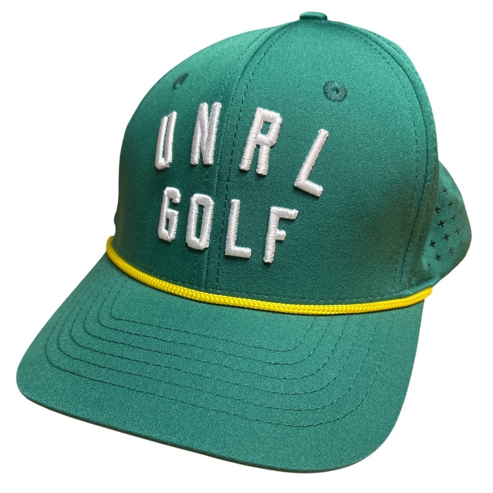 UNRL VTG Rope Snap Back Green Yellow Perforated Back Mid Pro Men's OSFA